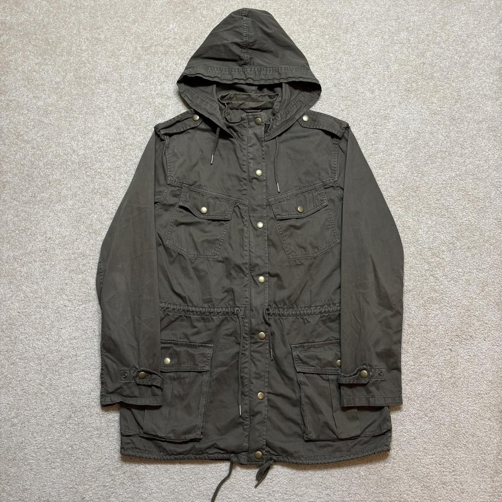 Aritzia Talula Jacket Small Brown Twill Hooded Military Utility‎ Anorak Parka